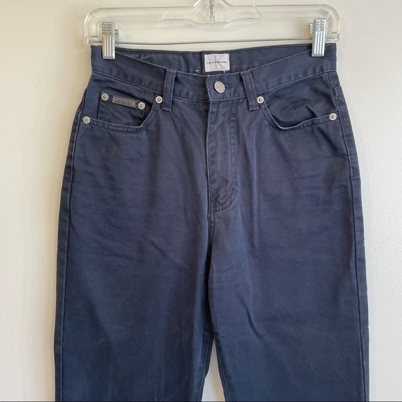 CALVIN KLEIN vintage high rise navy blue jeans pants straight leg 26 nautical - Picture 3 of 13